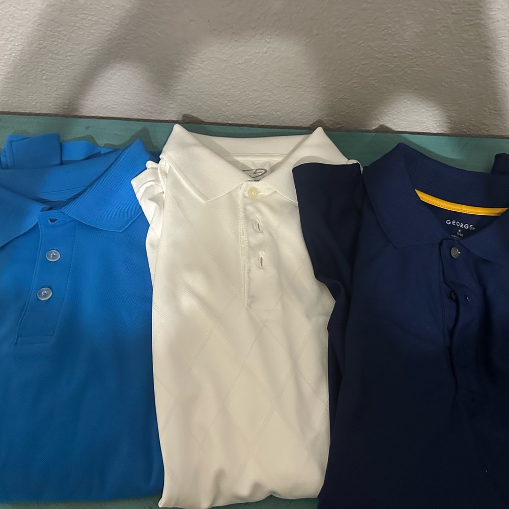 George Polo Shirt Set - Sky Blue, White, and Dark Blue